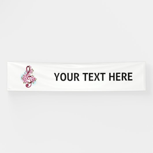 Musikalische Tischtennisnotizen mit Sakura-Blume Banner (Horizontal)
