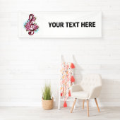 Musikalische Tischtennisnotizen mit Sakura-Blume Banner (Insitu)