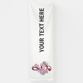 Musikalische Tischtennisnotizen mit Sakura-Blume Banner (Vertikal)