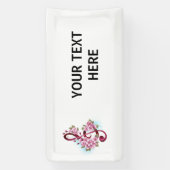 Musikalische Tischtennisnotizen mit Sakura-Blume Banner (Vertikal)