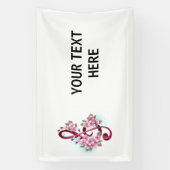 Musikalische Tischtennisnotizen mit Sakura-Blume Banner (Vertikal)