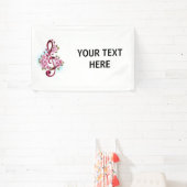 Musikalische Tischtennisnotizen mit Sakura-Blume Banner (InSitu)