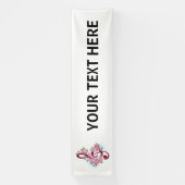 Musikalische Tischtennisnotizen mit Sakura-Blume Banner (Vertikal)