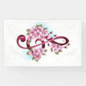 Musikalische Tischtennisnotizen mit Sakura-Blume Banner (Horizontal)