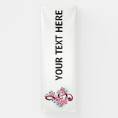 Musikalische Tischtennisnotizen mit Sakura-Blume Banner (Vertikal)