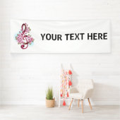 Musikalische Tischtennisnotizen mit Sakura-Blume Banner (Insitu)