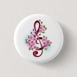 Musikalische Tischtennisnotizen mit Sakura-Blume Button
