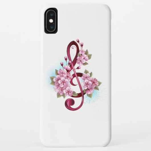 Musikalische Tischtennisnotizen mit Sakura-Blume Case-Mate iPhone Hülle (Rückseite)
