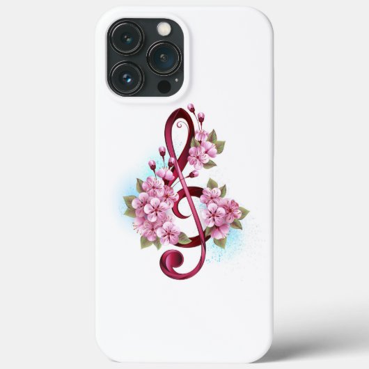 Musikalische Tischtennisnotizen mit Sakura-Blume Case-Mate iPhone Hülle (Rückseite)