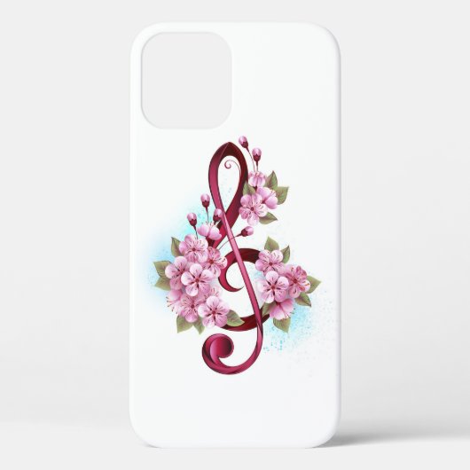 Musikalische Tischtennisnotizen mit Sakura-Blume Case-Mate iPhone Hülle (Rückseite)