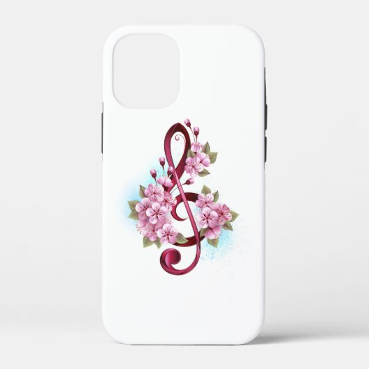 Musikalische Tischtennisnotizen mit Sakura-Blume Case-Mate iPhone Hülle (Rückseite)