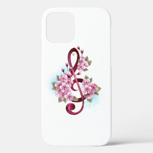 Musikalische Tischtennisnotizen mit Sakura-Blume Case-Mate iPhone Hülle (Rückseite)