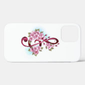 Musikalische Tischtennisnotizen mit Sakura-Blume Case-Mate iPhone Hülle (Rückseite (Horizontal))