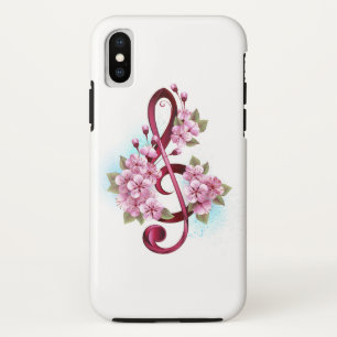 Musikalische Tischtennisnotizen mit Sakura-Blume Case-Mate iPhone Hülle