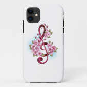 Musikalische Tischtennisnotizen mit Sakura-Blume Case-Mate iPhone Hülle (Rückseite)
