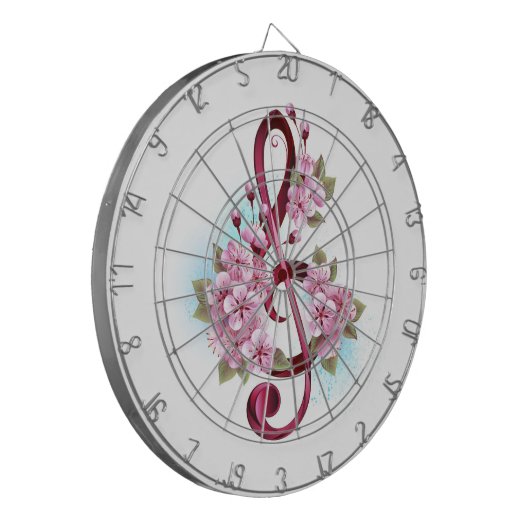 Musikalische Tischtennisnotizen mit Sakura-Blume Dartscheibe (Vorderseite Links)