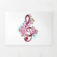 Musikalische Tischtennisnotizen mit Sakura-Blume