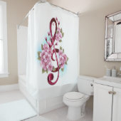 Musikalische Tischtennisnotizen mit Sakura-Blume Duschvorhang (Beispiel)