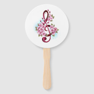 Musikalische Tischtennisnotizen mit Sakura-Blume Fächer