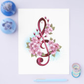 Musikalische Tischtennisnotizen mit Sakura-Blume Flyer (Einzeln)