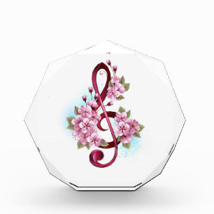 Musikalische Tischtennisnotizen mit Sakura-Blume Fotoblock