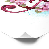 Musikalische Tischtennisnotizen mit Sakura-Blume Fotodruck (Ecke)