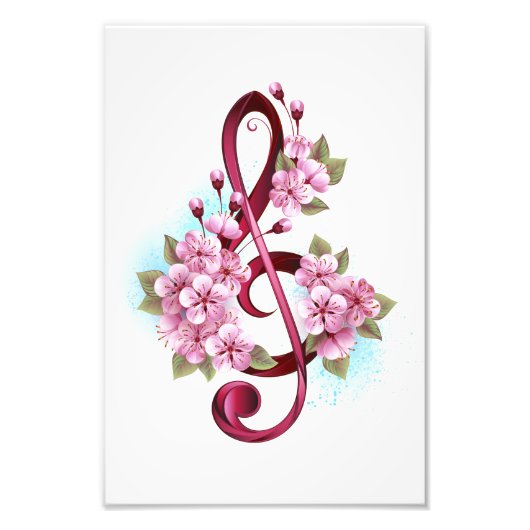 Musikalische Tischtennisnotizen mit Sakura-Blume Fotodruck (Vorne)