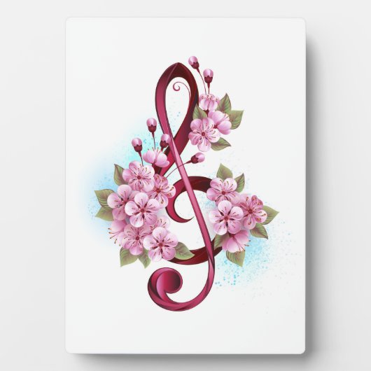 Musikalische Tischtennisnotizen mit Sakura-Blume Fotoplatte (Vorderseite)