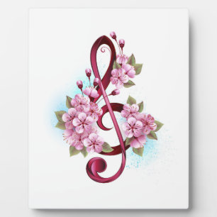 Musikalische Tischtennisnotizen mit Sakura-Blume Fotoplatte
