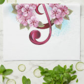 Musikalische Tischtennisnotizen mit Sakura-Blume Geschirrtuch (Gefaltet)