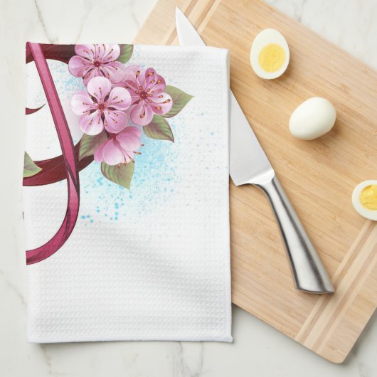 Musikalische Tischtennisnotizen mit Sakura-Blume Geschirrtuch (Viertel Falte)