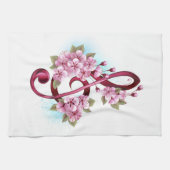 Musikalische Tischtennisnotizen mit Sakura-Blume Geschirrtuch (Horizontal)