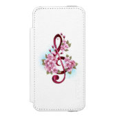 Musikalische Tischtennisnotizen mit Sakura-Blume Incipio iPhone Geldbeutel-Hülle (Folio Vorderseite)