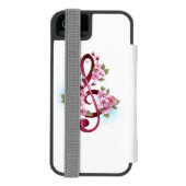 Musikalische Tischtennisnotizen mit Sakura-Blume Incipio iPhone Geldbeutel-Hülle (Folio Rückseite)