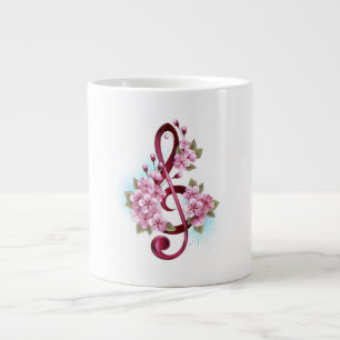 Musikalische Tischtennisnotizen mit Sakura-Blume Jumbo-Tasse