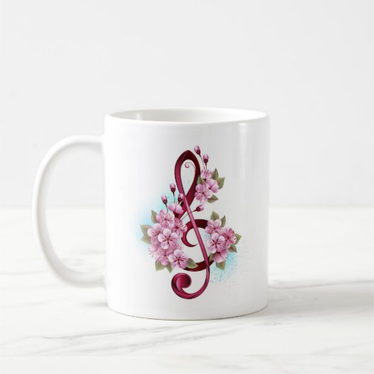 Musikalische Tischtennisnotizen mit Sakura-Blume Kaffeetasse (Links)