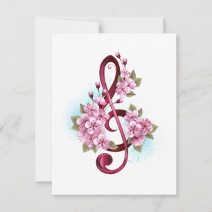 Musikalische Tischtennisnotizen mit Sakura-Blume Karte