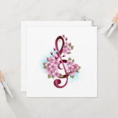 Musikalische Tischtennisnotizen mit Sakura-Blume Karte (Vorderseite/Rückseite Beispiel)