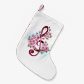Musikalische Tischtennisnotizen mit Sakura-Blume Kleiner Weihnachtsstrumpf (Vorderansicht (hängend))