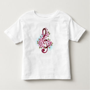 Musikalische Tischtennisnotizen mit Sakura-Blume Kleinkind T-shirt