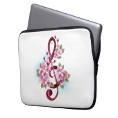 Musikalische Tischtennisnotizen mit Sakura-Blume Laptopschutzhülle (Vorderseite Links)