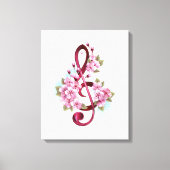 Musikalische Tischtennisnotizen mit Sakura-Blume Leinwanddruck (Vorderseite)