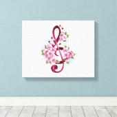 Musikalische Tischtennisnotizen mit Sakura-Blume Leinwanddruck (Insitu (Holzboden))