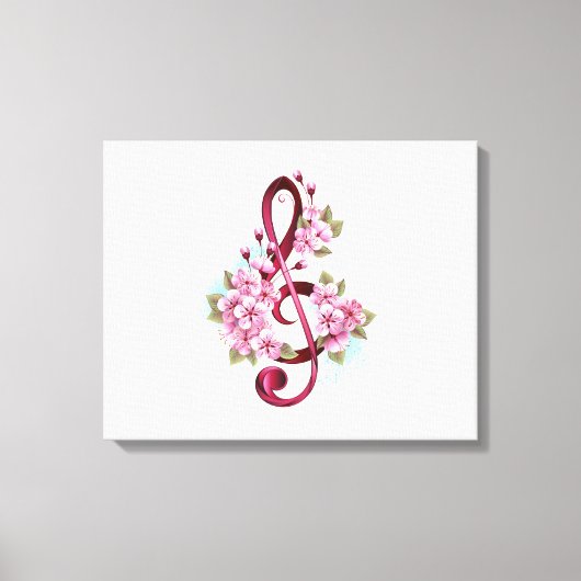 Musikalische Tischtennisnotizen mit Sakura-Blume Leinwanddruck (Vorderseite)
