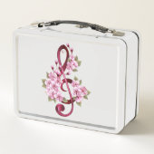 Musikalische Tischtennisnotizen mit Sakura-Blume Metall Brotdose (Rückseite)