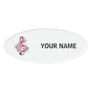 Musikalische Tischtennisnotizen mit Sakura-Blume Namenschild