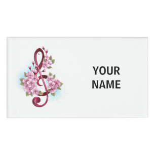Musikalische Tischtennisnotizen mit Sakura-Blume Namenschild