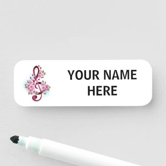 Musikalische Tischtennisnotizen mit Sakura-Blume Namensschild (Beispiel)