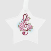 Musikalische Tischtennisnotizen mit Sakura-Blume Ornament (Rückseite)