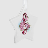 Musikalische Tischtennisnotizen mit Sakura-Blume Ornament (Vorderseite)